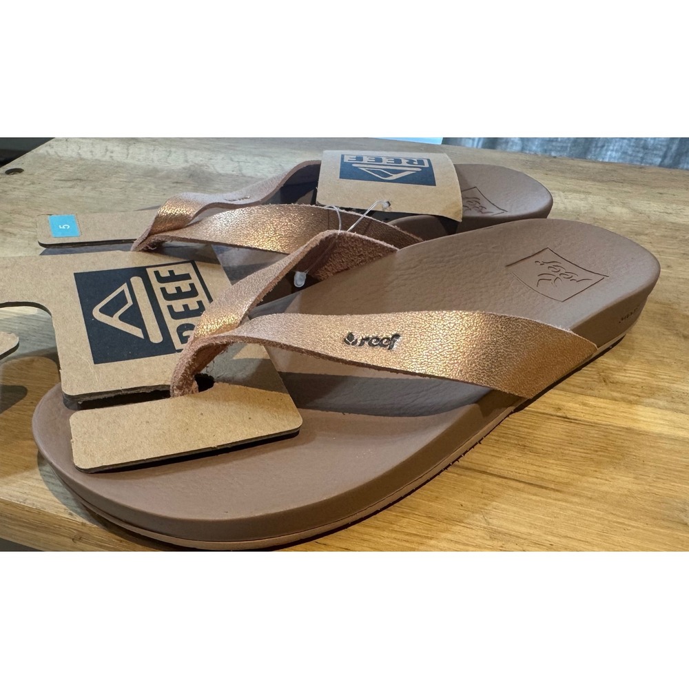 Reef Metallic Bronze Thong Sandals - Rose Gold Straps